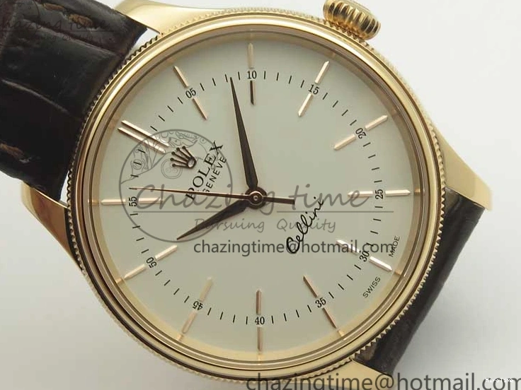 MiroTime 0123 Cellini Time 50509 RG MKF Best Edition White Dial Sticks Marker on Brown Leather Strap A3132 V SoftTouch 3405